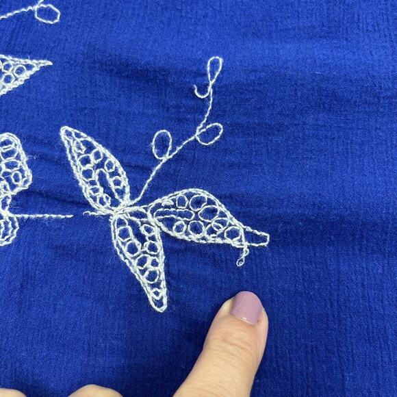 Catherines Gauzy Cotton Tunic Women's Size 2X Blue Embroidered Flowy Boho - Picture 7 of 10